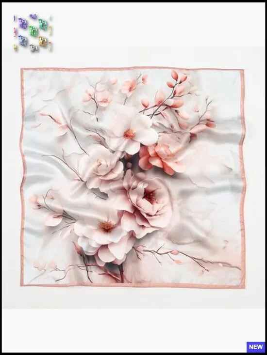 Pure Silk Square Scarf Lightweight Mulberry Neckerchief Elegant Versatile - Picture 6 of 7